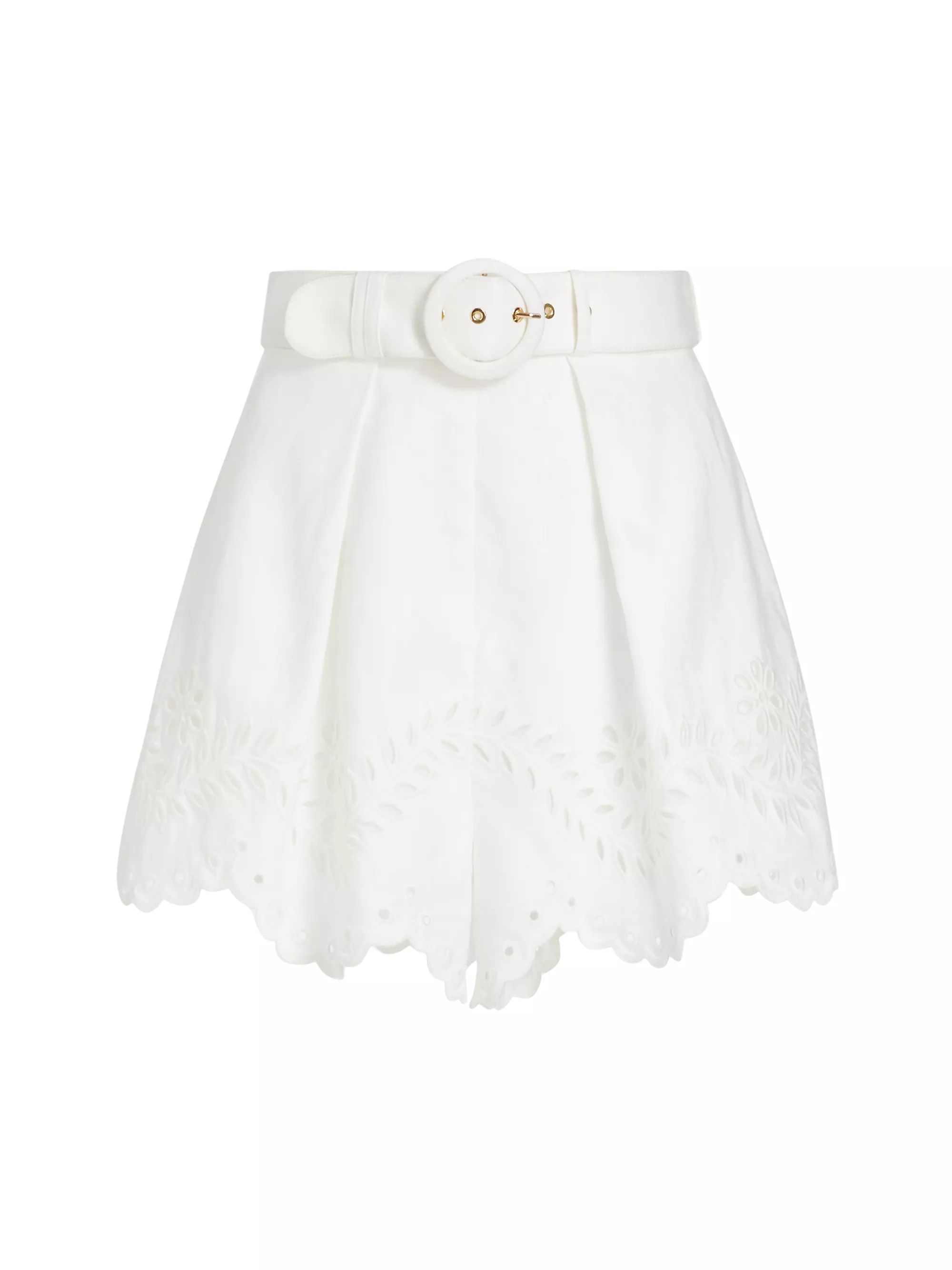 Junie Belted Eyelet-Embroidered Linen Shorts | Saks Fifth Avenue