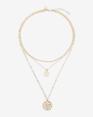 3 Row Multi Chain Textured Pendant Necklace | Express