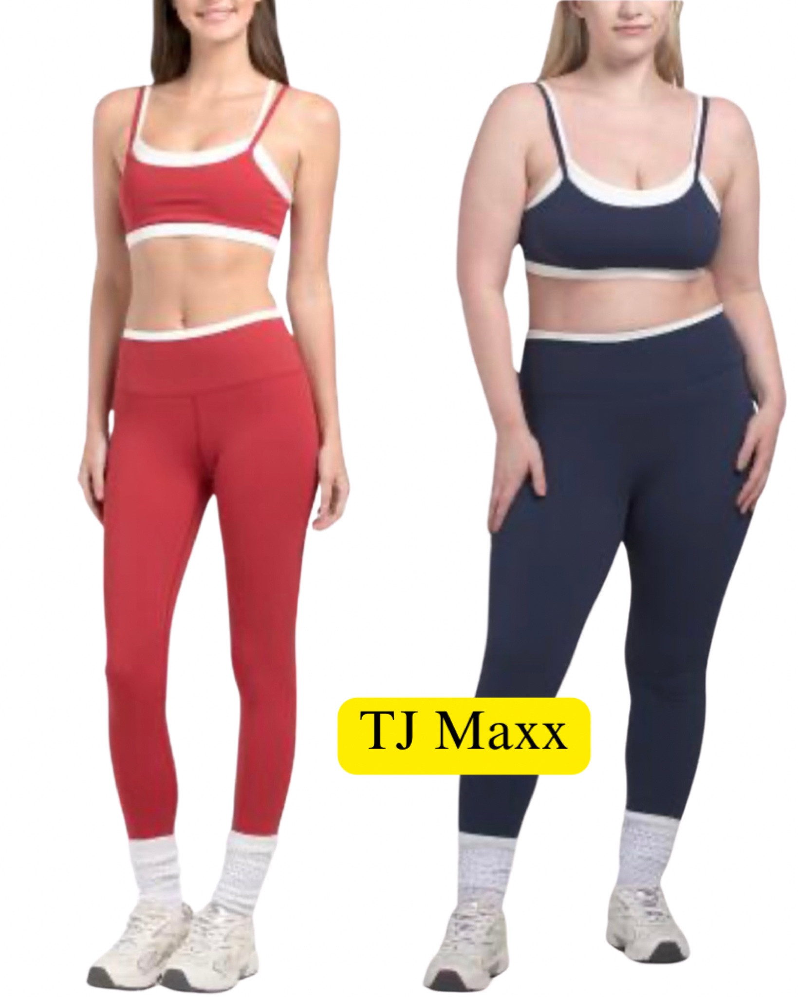 Alo yoga look for less at TJ Maxx! Red sports bra, leggings, navy blue, gym, active, fitness, lounge.

#LTKSaleAlert #LTKfitnessgoals #LTKootd