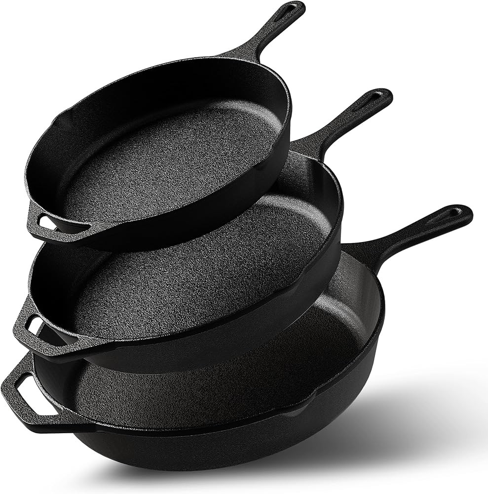 Utopia Kitchen Saute Fry Pan - Pre-Seasoned Cast Iron Skillet Set 3-Piece - Frying Pan - 6 Inch, ... | Amazon (US)