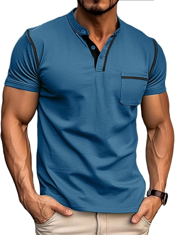 Men's Fashion Henley Shirt Classic Short/Long Sleeve Lightweight Button Cotton T-Shirt Casual Top | Amazon (US)