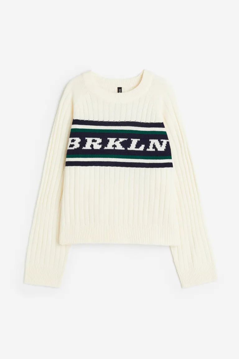 Jacquard-knit Sweater - Cream/Brkln - Ladies | H&M US | H&M (US)