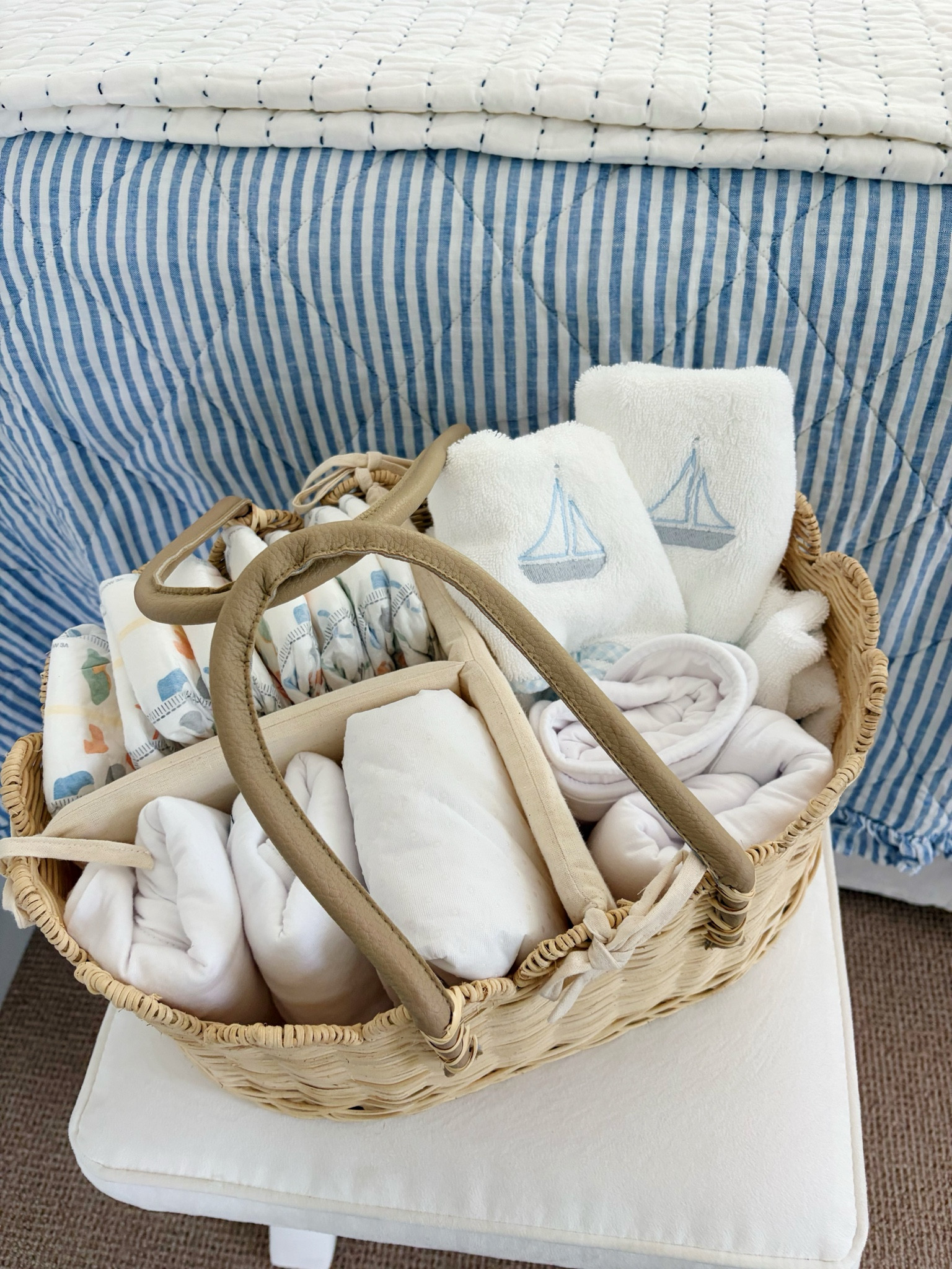 Henry’s diaper bag at the lake house! All ready for summer! 🌊