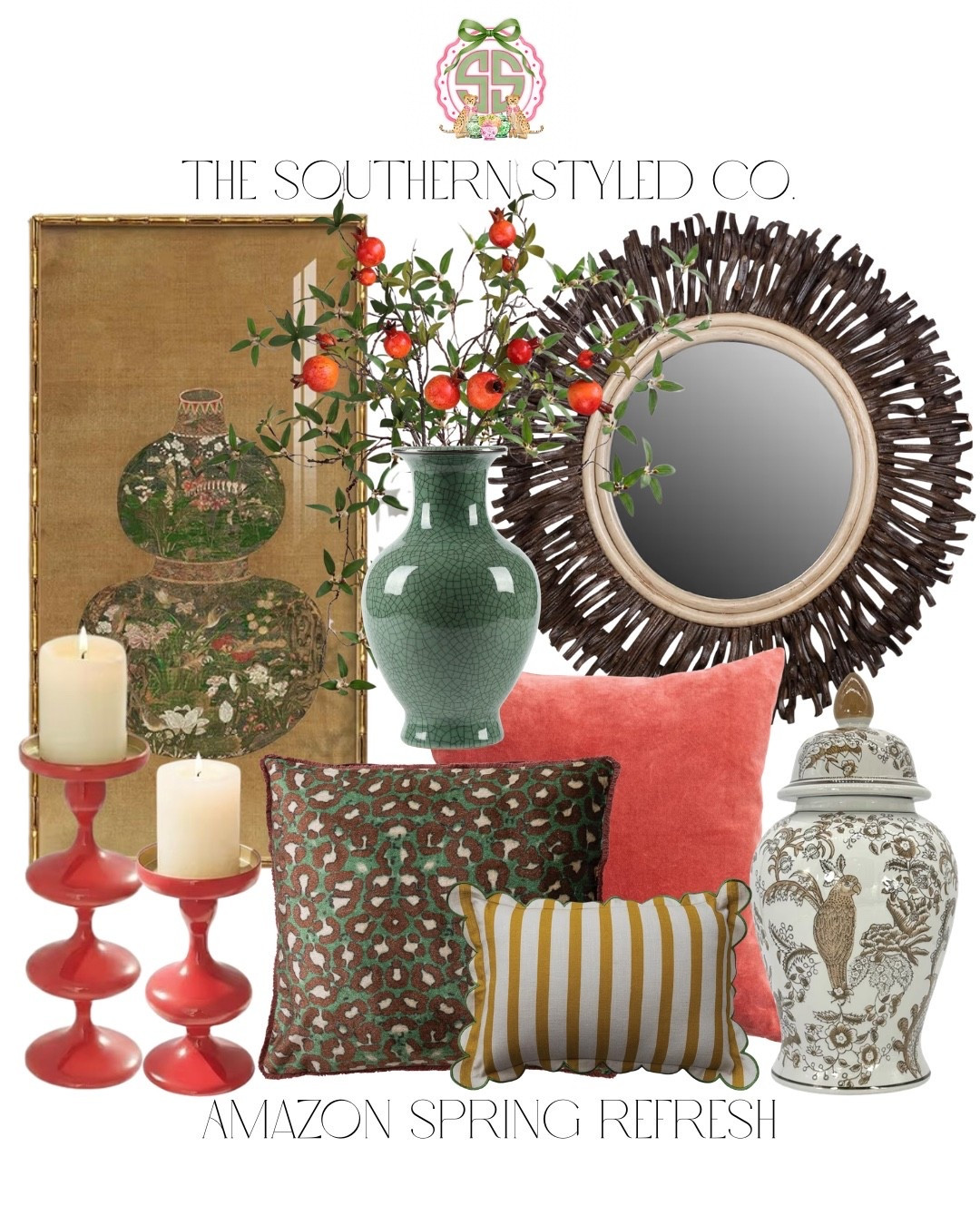 Spring refresh, but make it southern 🌿🍊✨
Think rich greens, warm corals, woven textures, and a touch of chinoiserie charm. These are the pieces that instantly elevate a space without a full makeover—just layered, collected, and cozy.

From statement mirrors to ginger jars and the prettiest patterned pillows… it’s giving effortlessly styled.

Everything linked for an easy seasonal update 🤍

#LTKHome #SpringRefresh #SouthernStyle #CollectedHome #AmazonFinds #GrandmillennialStyle #CoastalSouthern #HomeStyling #LTKFinds

#LTKSeasonal #LTKHome #LTKOver40