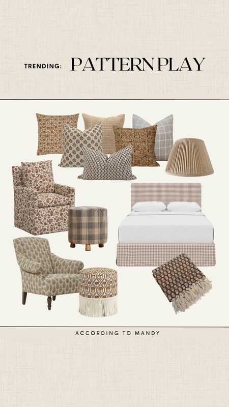 Trending: Pattern Play! 

pillow covers, patterned pillow covers, lampshade, gingham, patterned chair, throw blanket, ottoman, patterned ottoman, patterned bedframe

#LTKhome #LTKMostLoved