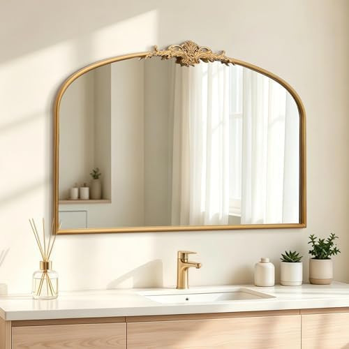Antique Arched Gold Mirror: 40"x29" French Large Decorative Gold Vintage Wall Vanity Mirror - Bar... | Amazon (US)