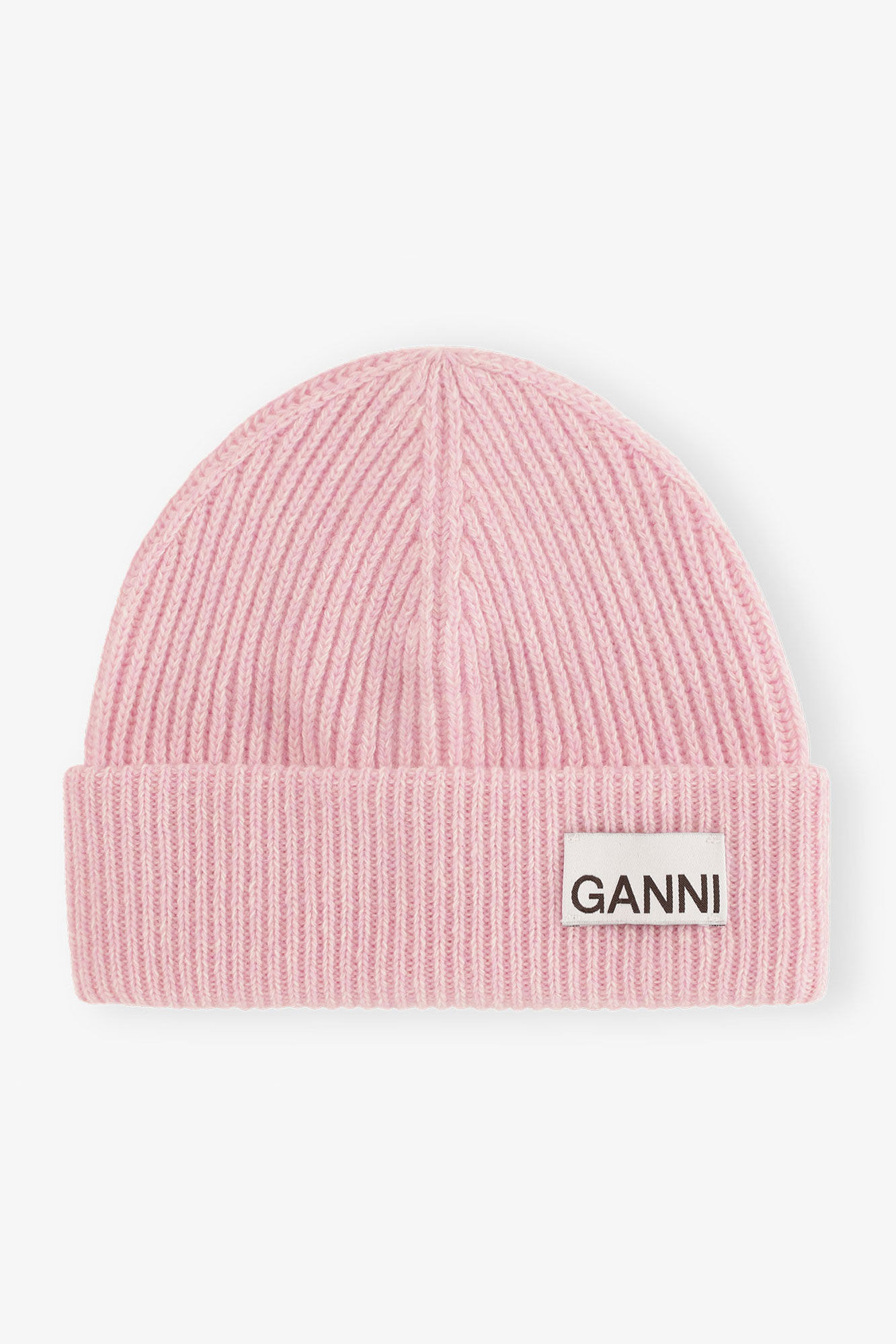 Light Pink Fitted Rib Knit Wool Beanie | Ganni