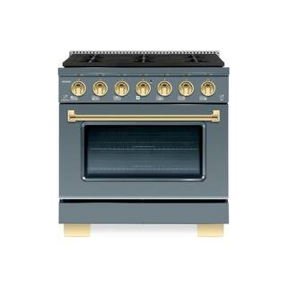 Hallman BOLD 36 in. 5.2 CF 6-Sealed Burners Freestanding Range with NG Gas Stove and Gas Oven, GR... | The Home Depot