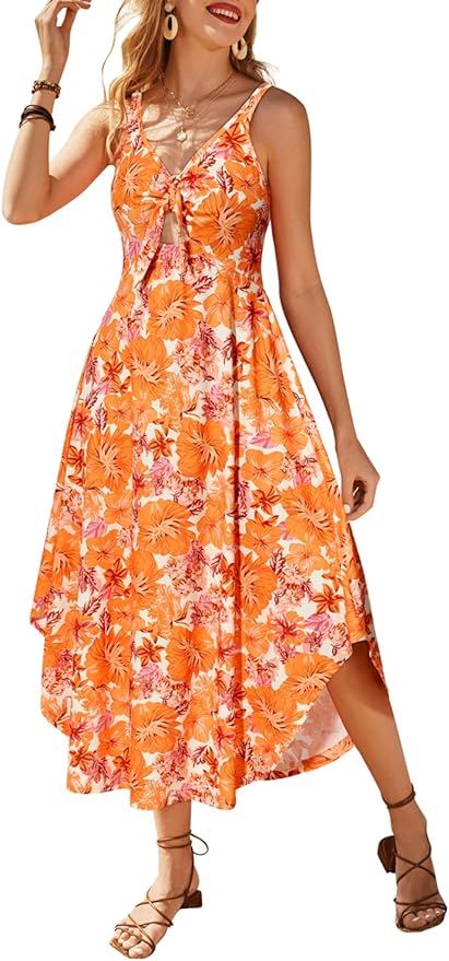 VOTEPRETTY Women's Summer Maxi Dresses 2024 Spring Sundressess Beach Vacation Hawaiian Tropical O... | Amazon (US)