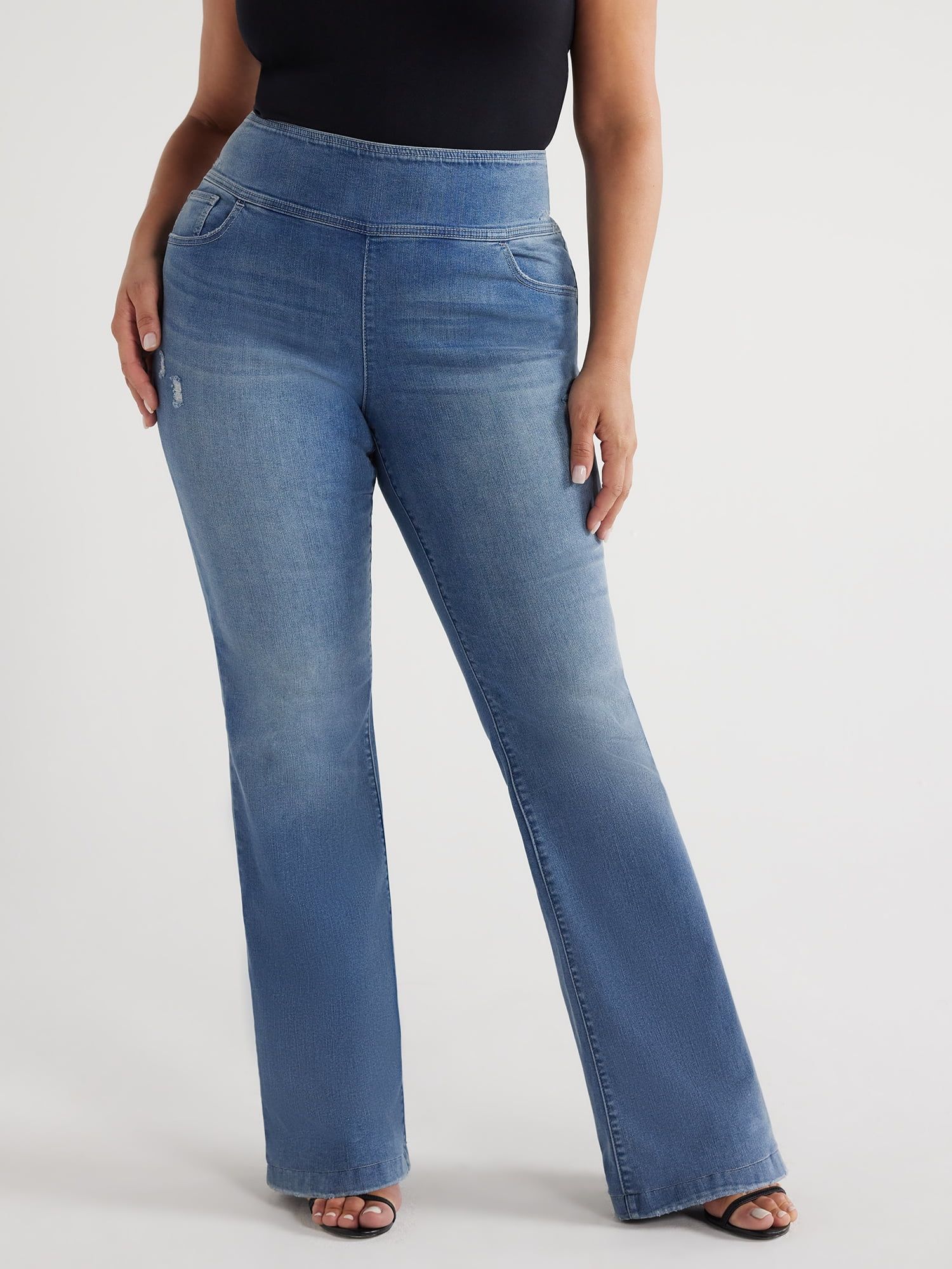 Sofia Jeans Women's Plus Size Melisa Flare High Rise Pull On Jeans, 32.5" Inseam, Sizes 14W-28W | Walmart (US)