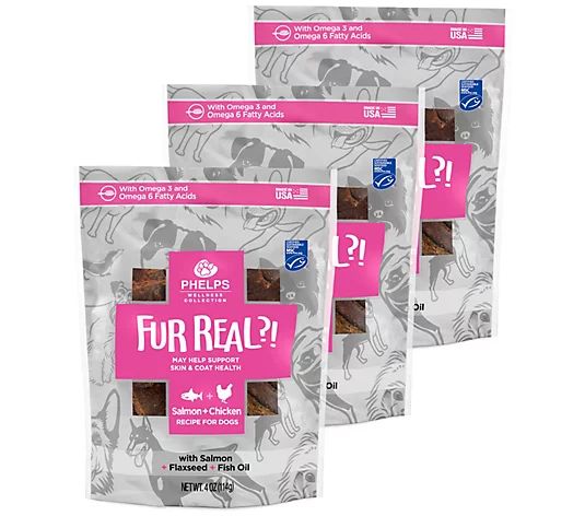 Phelps Wellness Fur Real Skin & Coat Dog Treats3 Pack | QVC