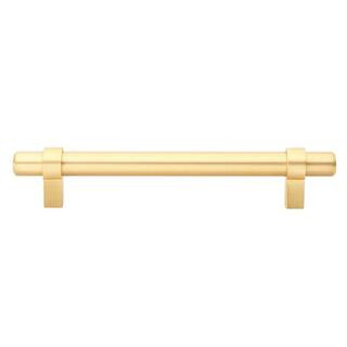GLIDERITE 5 in. Solid Satin Gold Euro Style Cabinet Drawer Bar Center-to-Center Pulls (10-Pack) 4... | The Home Depot
