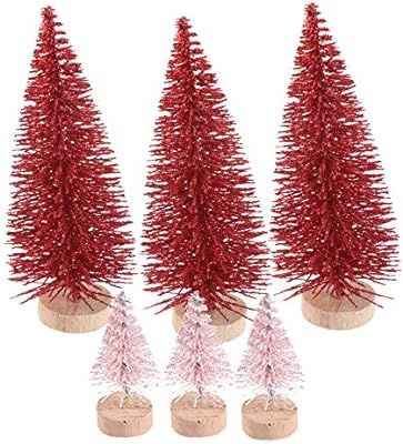 Yiphates 6 Pcs Mini Christmas Tree Bottle Brush Christmas Trees Artificial Sisal Tabletop Sisal w... | Amazon (US)