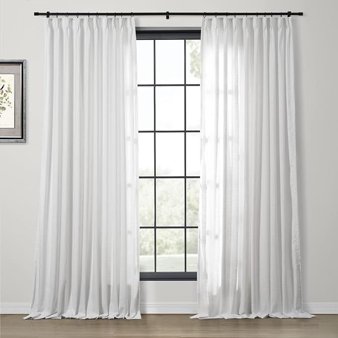ChadMade Linen Cotton 2 Panels 50 Inch Wide by 132 Inch Long Curtains Room Darkening Pinch Pleate... | Amazon (US)