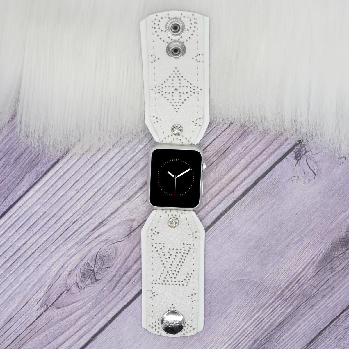 Upcycled LV White Mahina Customizable Watchband | Sparkl