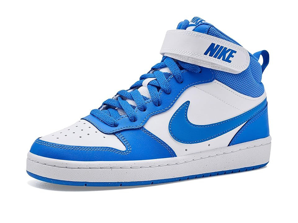 Nike Kids Court Borough Mid 2 (Big Kid) Kids Shoes White/Blue Crystal/Blue Crystal/White: 4.5 Big Kid M | Zappos.com