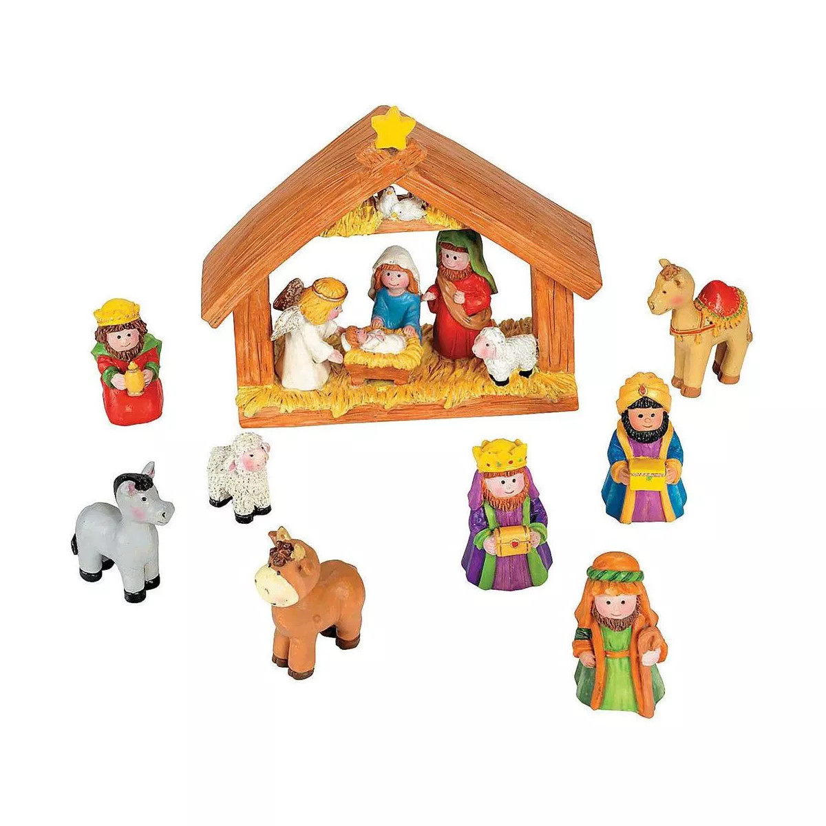 Fun Express Mini Christmas Nativity Set Stable with Jesus Mary Joseph Wisemen - 9 Pieces | Target