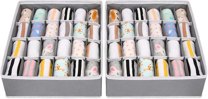Joyoldelf Sock Drawer Organizer Divider 2 Packs Underwear Organizer, 24 Cell Collapsible Closet C... | Amazon (US)
