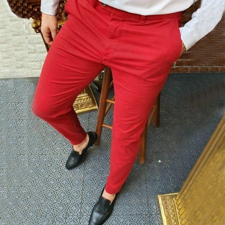 MRULIC jeans for men Men s Casual Solid Pant Trouser Skinny Pencil Pants Zipper Elastic Waist Straig | Walmart (US)