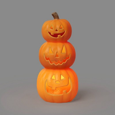 18.75" Lit Pumpkin Triple Stacked Pumpkin with Timer Decorative Prop - Hyde and EEK! Boutique™ | Target