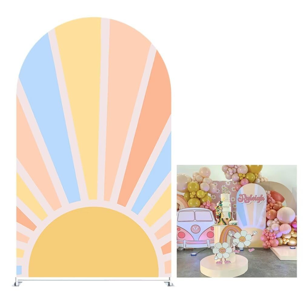 KONPON Sun Pattern Arch Covers Stretchy Backdrop for Groovy Party Rainbow Arch Backdrop Stand Cov... | Amazon (US)