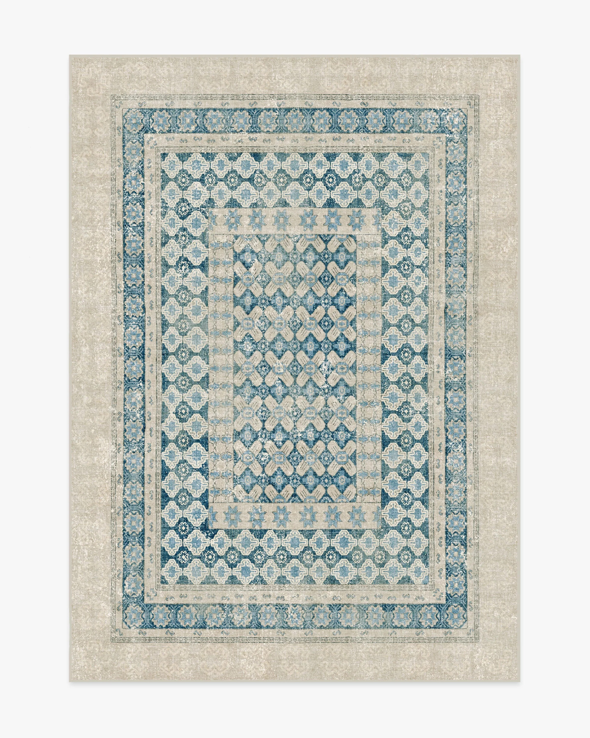 Cyrus Neutral & Blue Rug | Ruggable