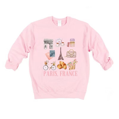 Simply Sage Market Women's Graphic Sweatshirt Paris Travel Collage - S - Light Pink | Target