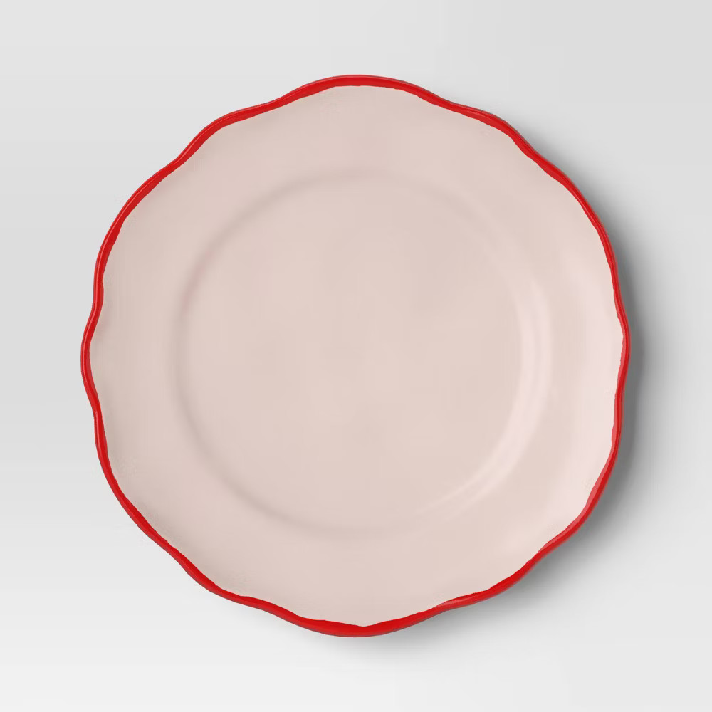 7.25" Valentine Stoneware Appetizer Plate Pink with Red Rim - Threshold™ | Target