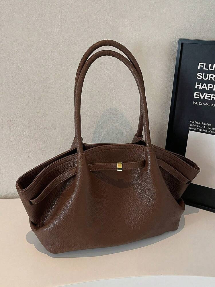 1 Pieza Bolso De Hombro De Mujer De Unicolor De PU, Bolso De Mano De Gran Capacidad Con Estilo Retro, Cierre Magnético, Doble Asa, Adecuado Para Viajes, Compras, Citas, Regalo De Mujer, Apropiado Para Adolescentes, Estudiantes Universitarias Y Jóvenes Profesionales, Excelente Para La Oficina, La Escuela, El Trabajo, Los Negocios, El Transporte, El Aire Libre, Los Viajes Y Las Salidas | SHEIN