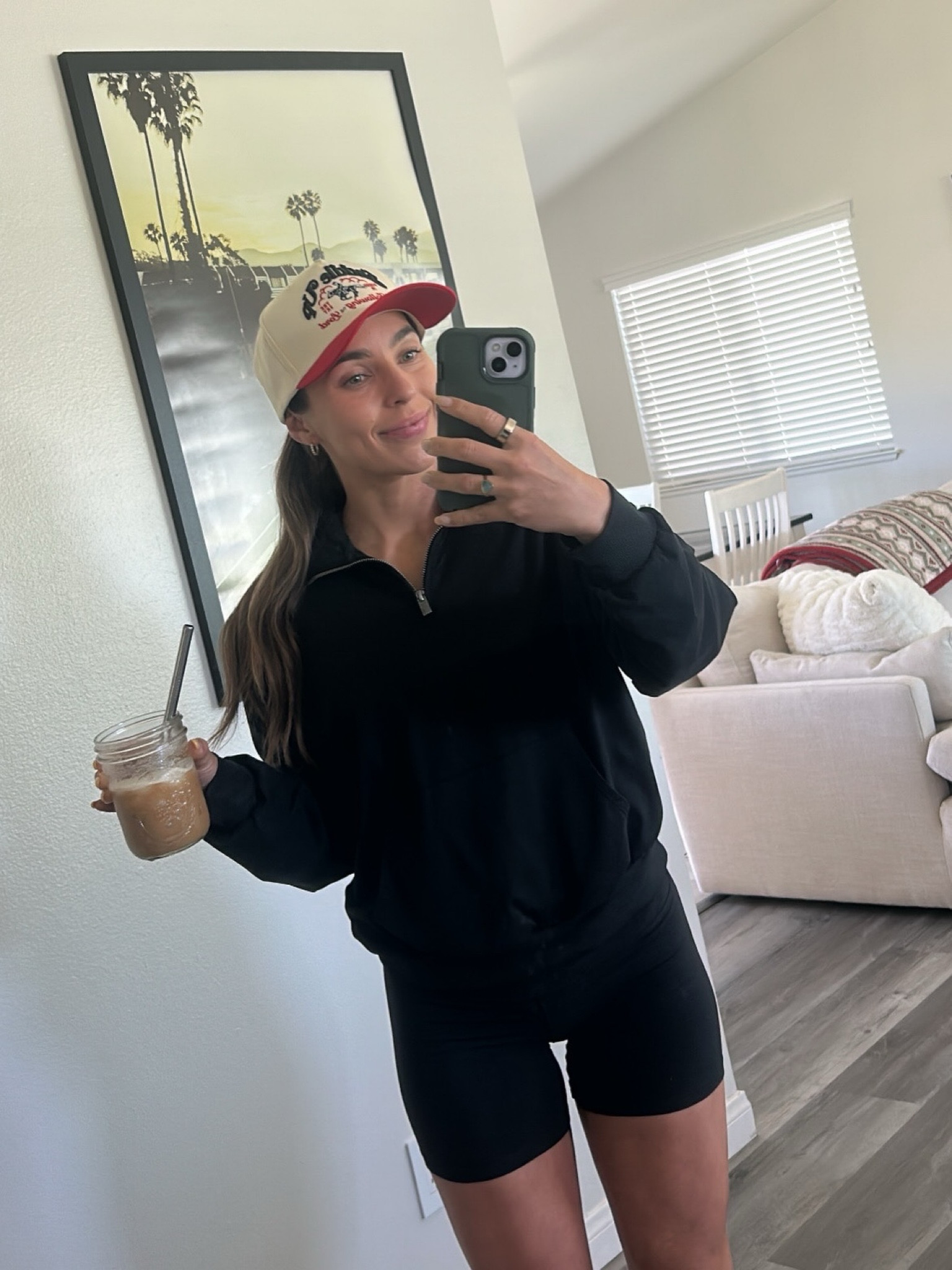 Small in top and size 4 in shorts 🖤 hat is rodeo in the sky and there’s a link in my insta bio for 15% off 