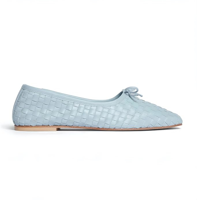 Woven Ballet Flats for Women Bowknot Square Toe Comfortable Flats Daily Casual Shoes | Amazon (US)