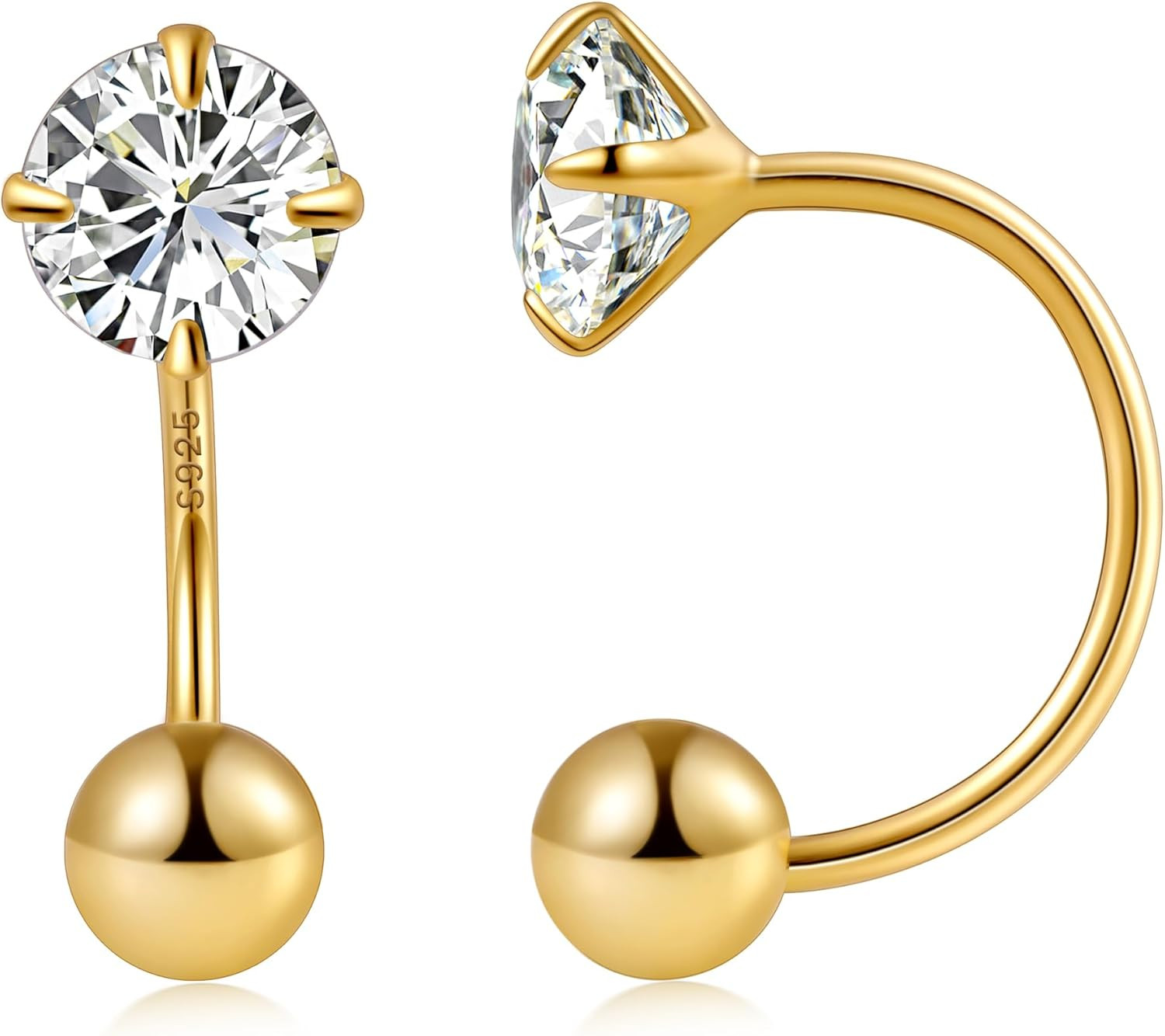 Gacimy Huggie Half Hoop Earrings for Women with Ball Screw Back, 1/2 Inches Small Gold Hoop Earri... | Amazon (US)