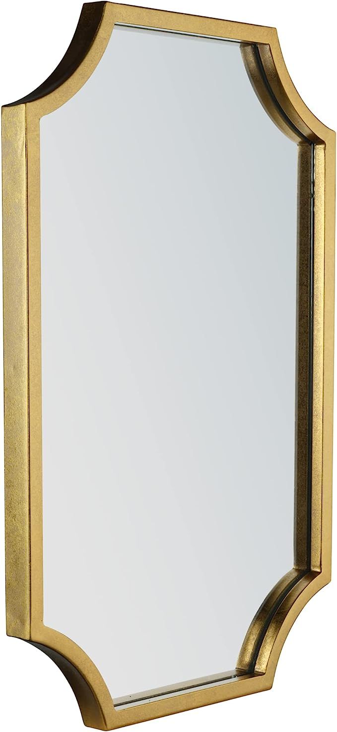 Hamilton Hills Metal Framed 16x24 inch Gold Scalloped Mirror | Small Rectangle Decorative Mirrors... | Amazon (US)