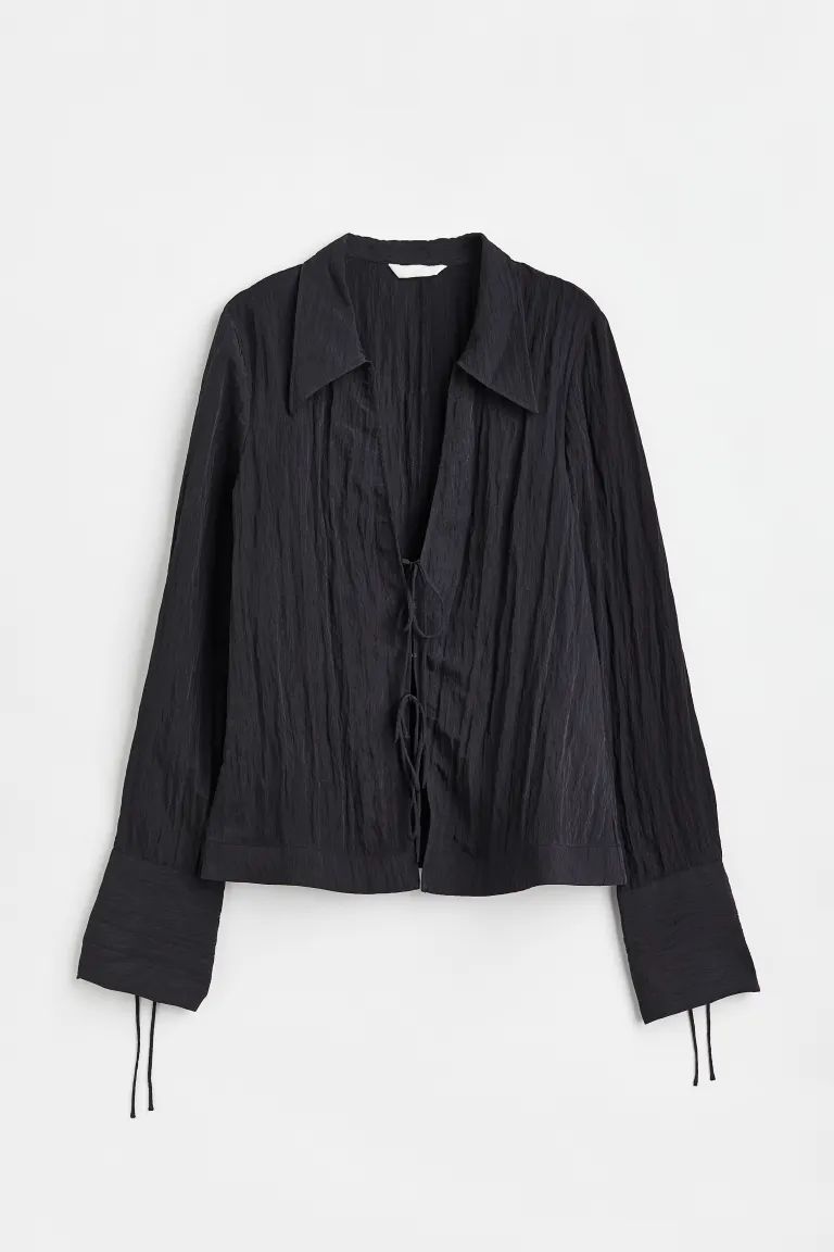 Crinkled Blouse with Tie Detail | H&M (US)