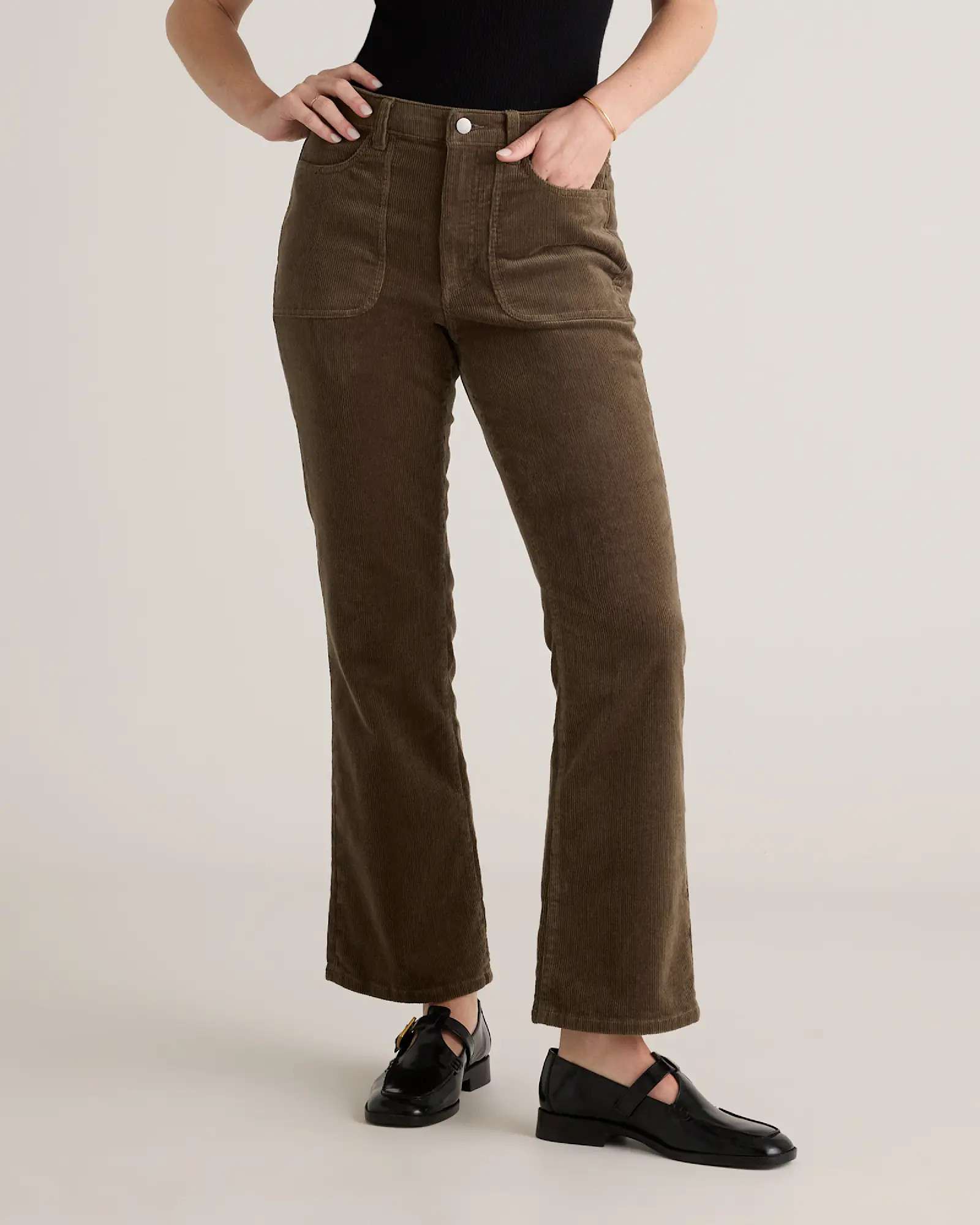 Organic Stretch Corduroy Flare Pants in Seaweed | Quince