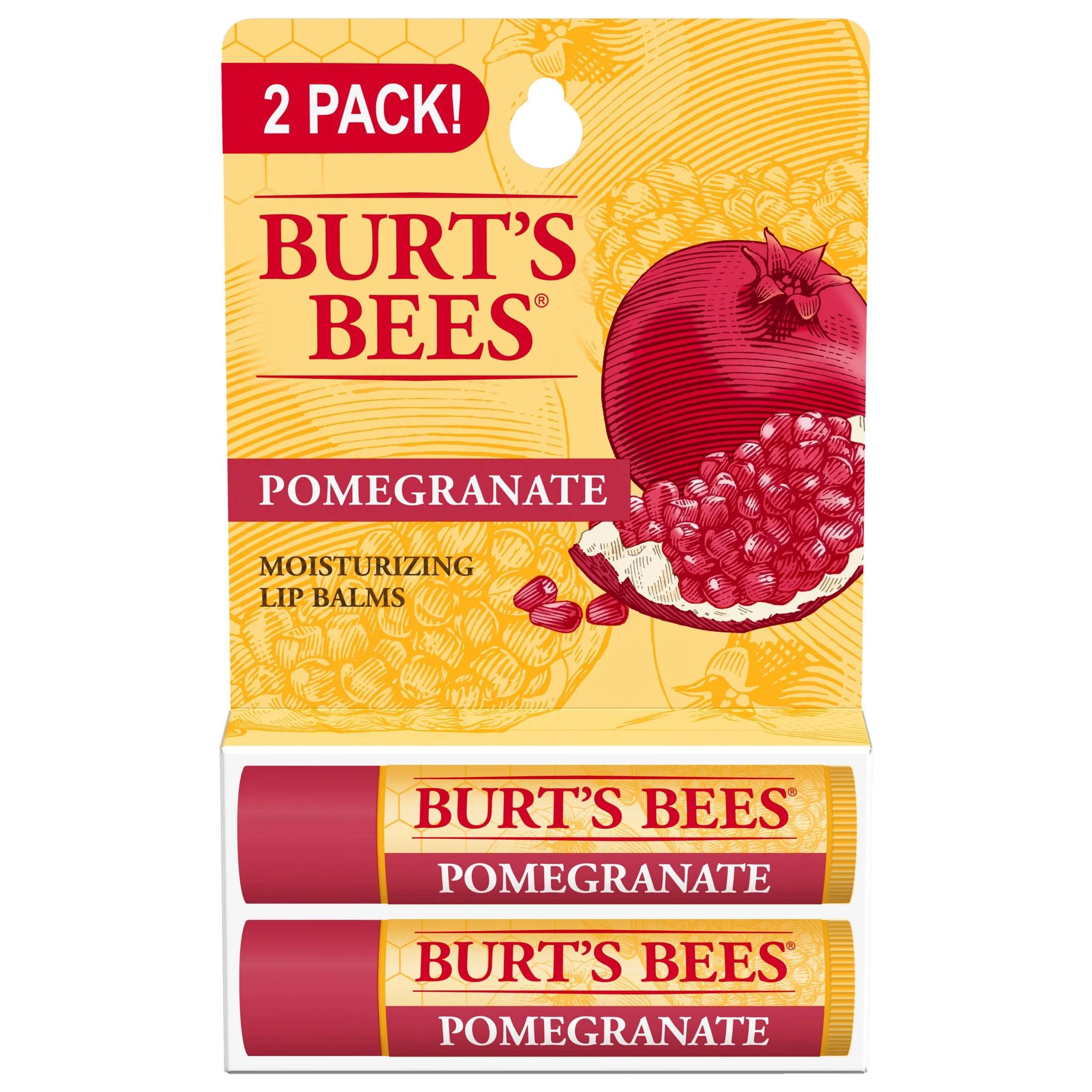 Burt's Bees 100% Natural Origin Moisturizing Lip Balm, Pomegranate, 2 Tubes | Walmart (US)