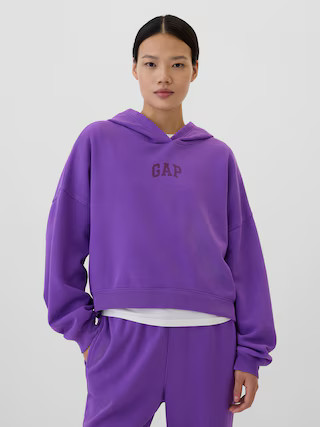 Relaxed Gap Mini-Logo Cropped Hoodie | Gap Factory