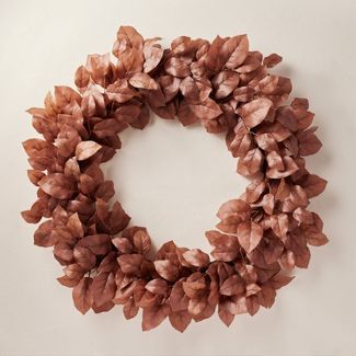 30" Faux Rusted Beech Leaf Wreath - Hearth & Hand™ with Magnolia | Target