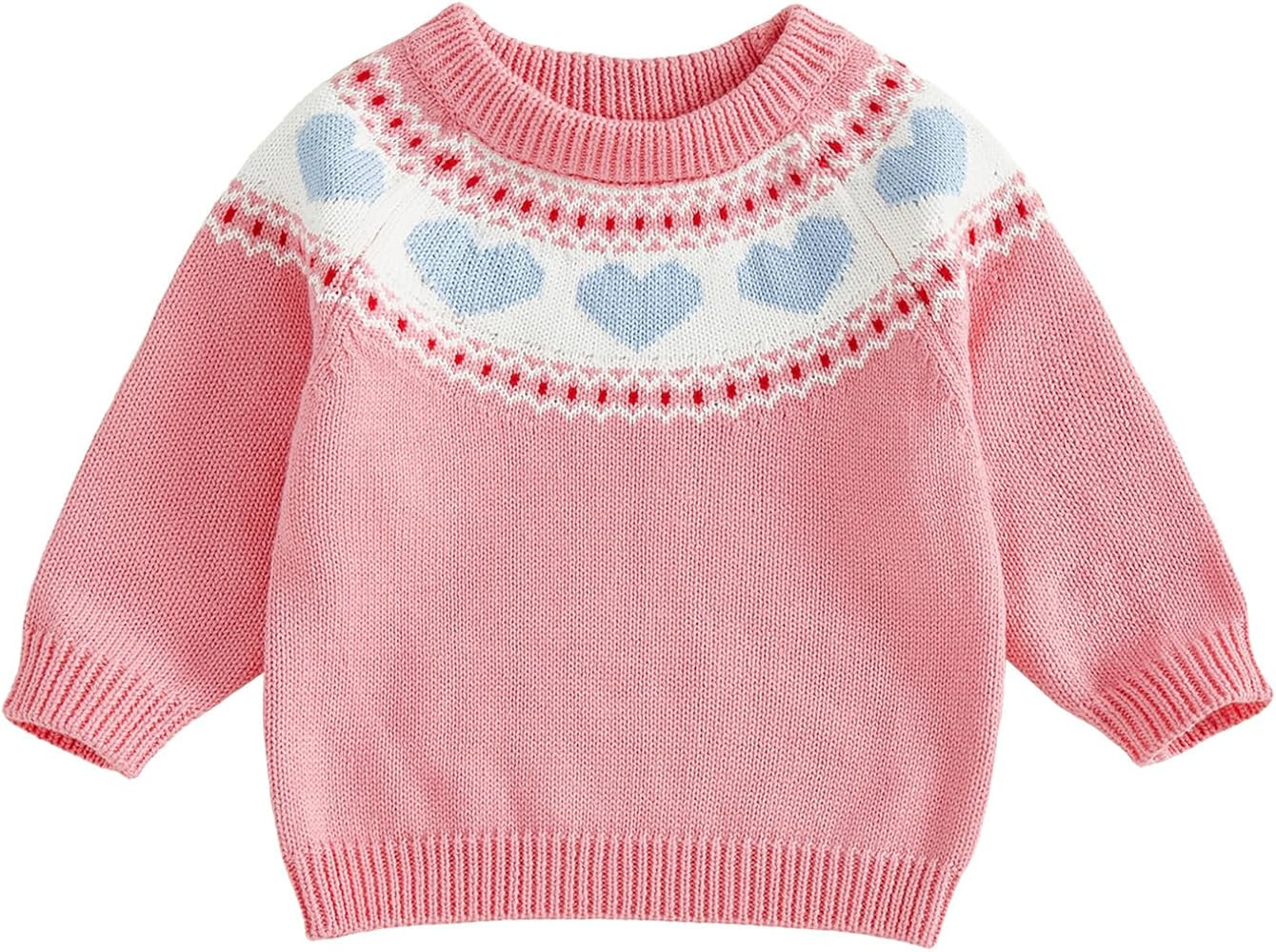 Toddler Baby Boy Girl Valentines Day Outfit Heart Print Oversized Long Sleeve Crewneck Knit Sweat... | Amazon (US)