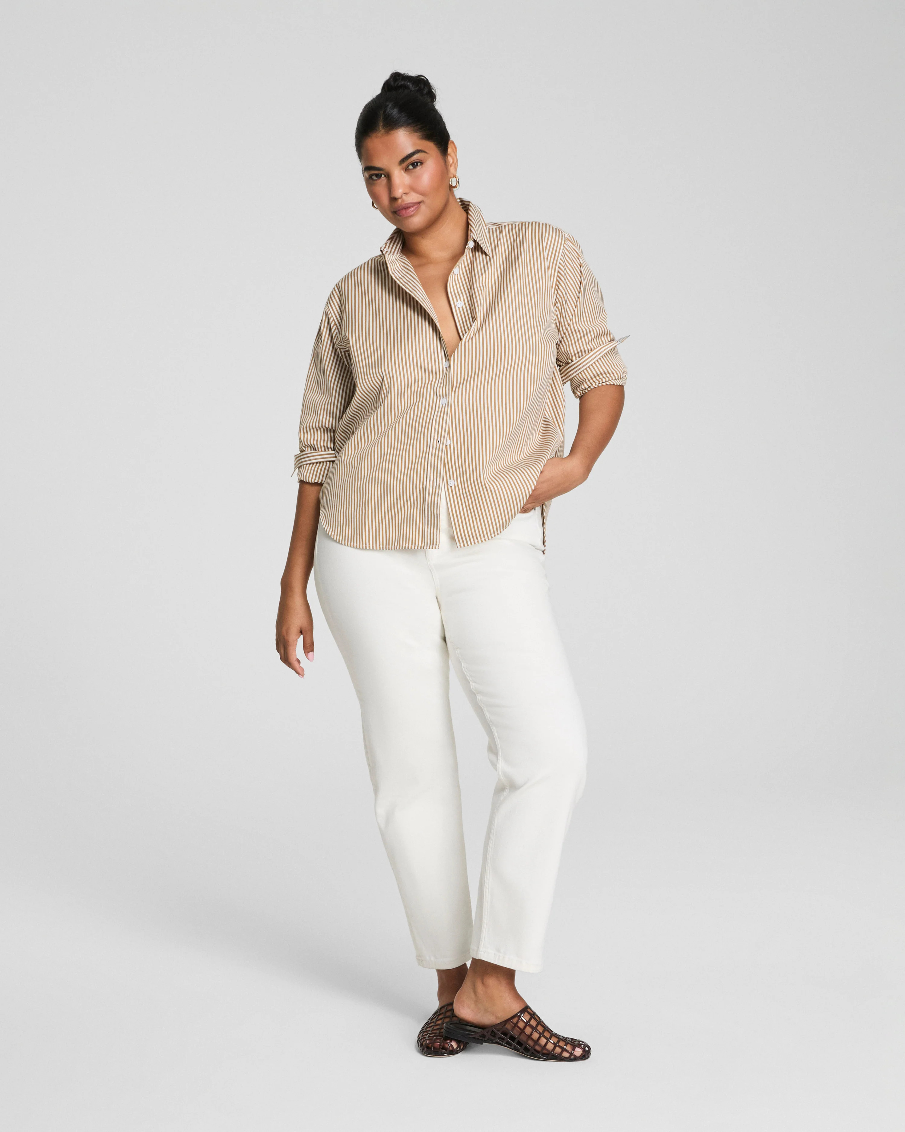 Oversized Poplin Button-Up – Lightweight, Polished & Versatile | SPANX | Spanx