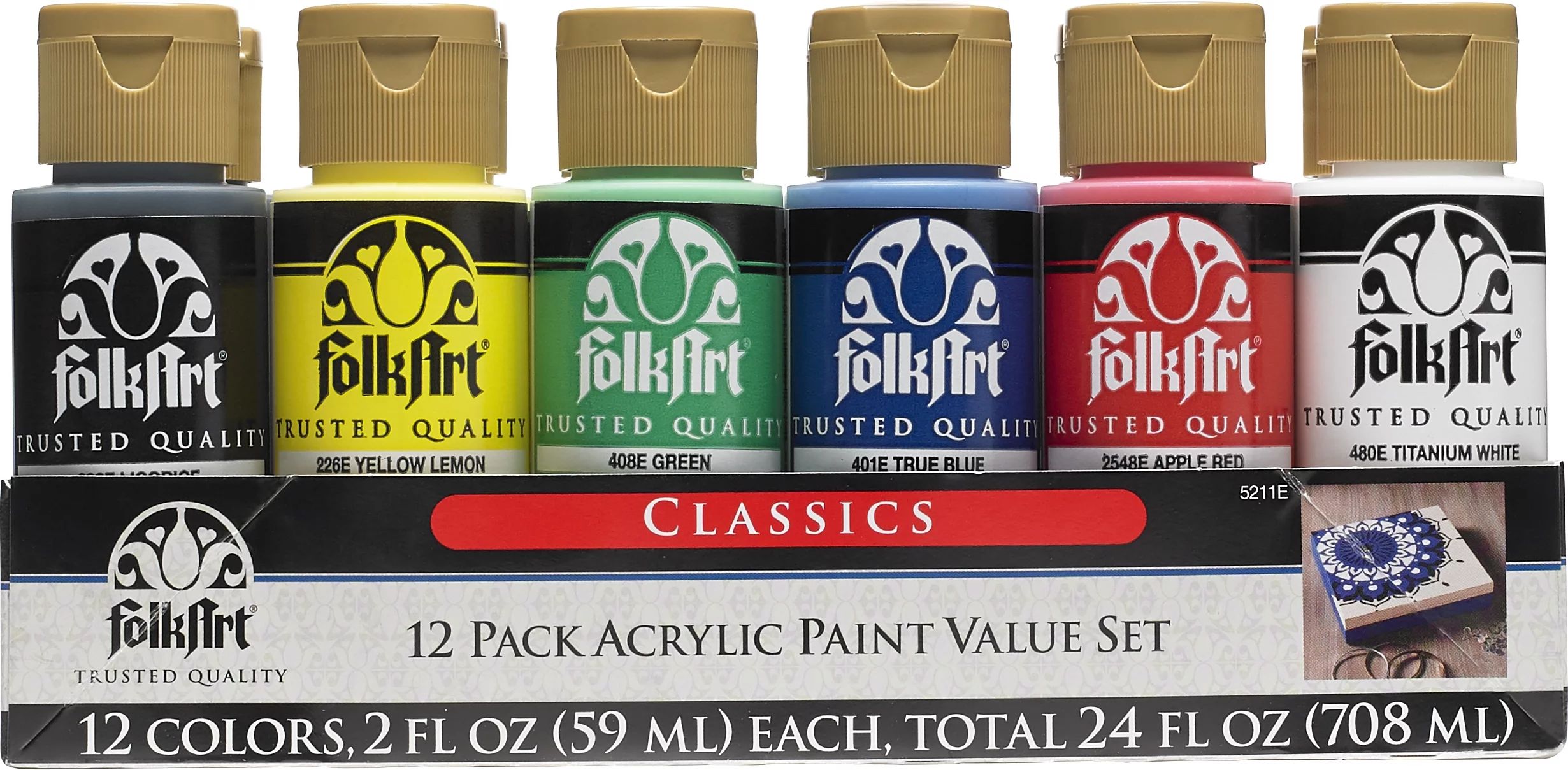 FolkArt 5211E Matte Acrylic Craft Paint Set, Classic, 24 fl oz, 12 Pc - Walmart.com | Walmart (US)