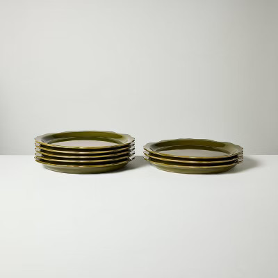 Set of 8 Carved Edge Dinner Plates Green - Hearth & Hand™ with Magnolia | Target