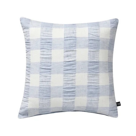My Texas House 18" x 18" Blue Textured Plaid Decorative Pillow Cover | Walmart (US)