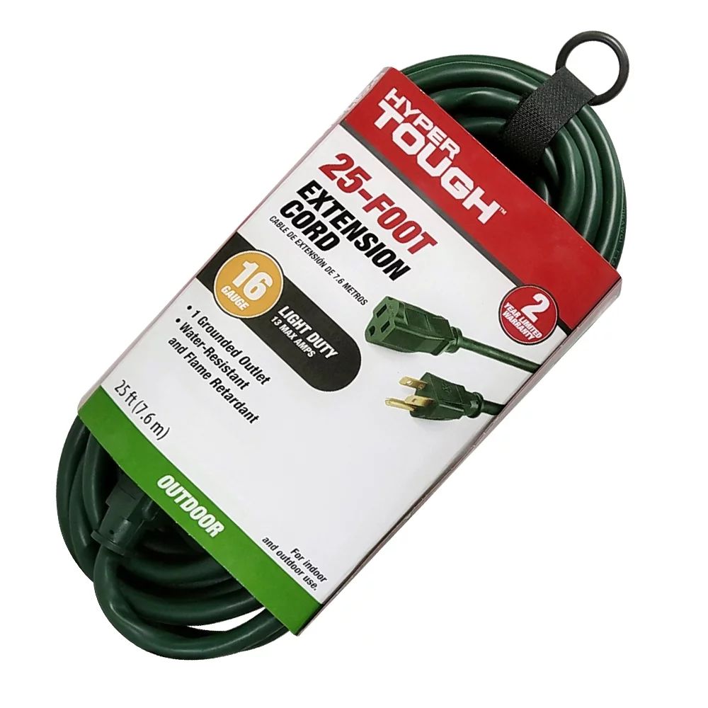 Hyper Tough 25ft 16/3 Green Outdoor Extension Cord - Walmart.com | Walmart (US)