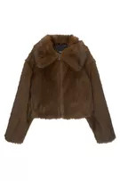 Faux fur zip-up jacket | PULL and BEAR UK