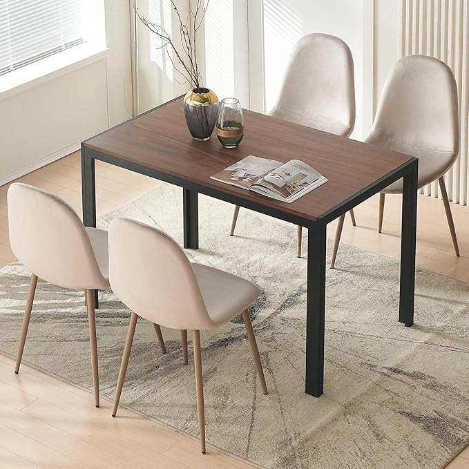 NORDICANA 5-Piece Dining Room Table Set for 4, Small Walnut Color Breakfast Table and Kitchen Cha... | Amazon (US)