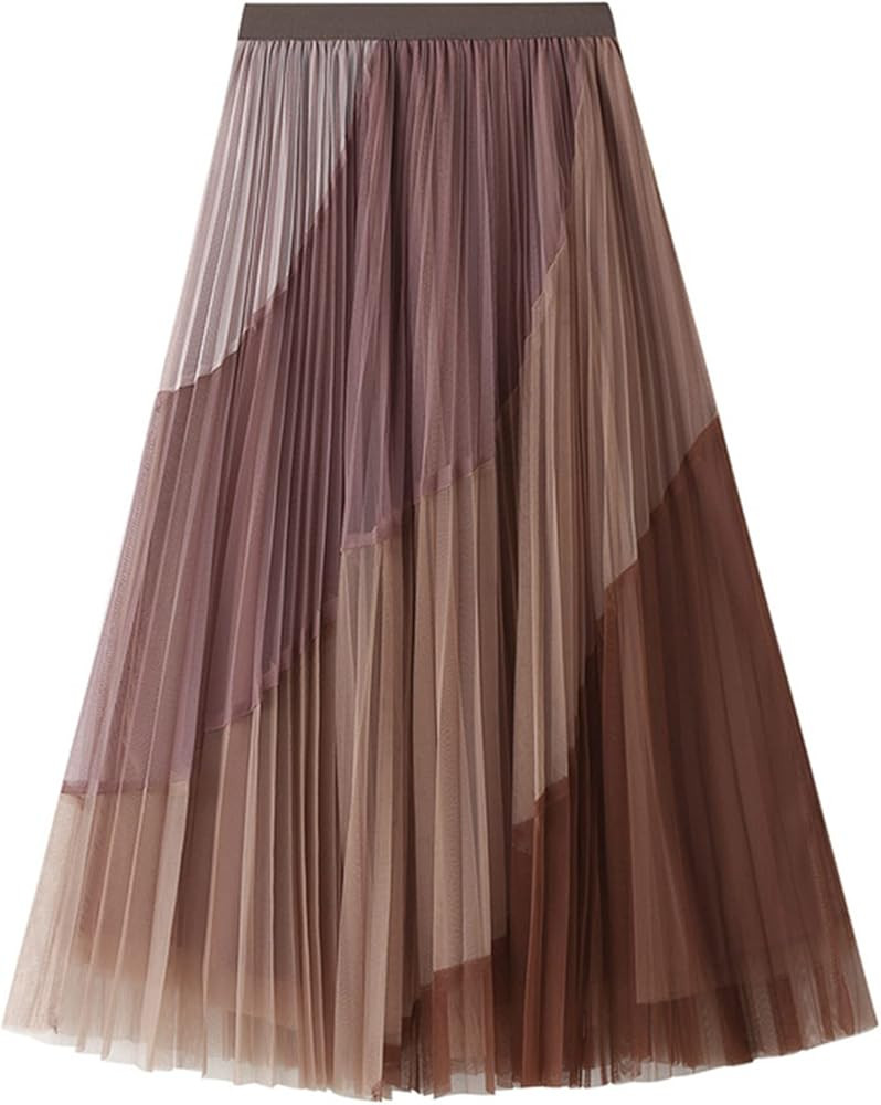 Dirholl Women's A-Line Fairy Elastic Waist Tulle Midi Skirt | Amazon (US)