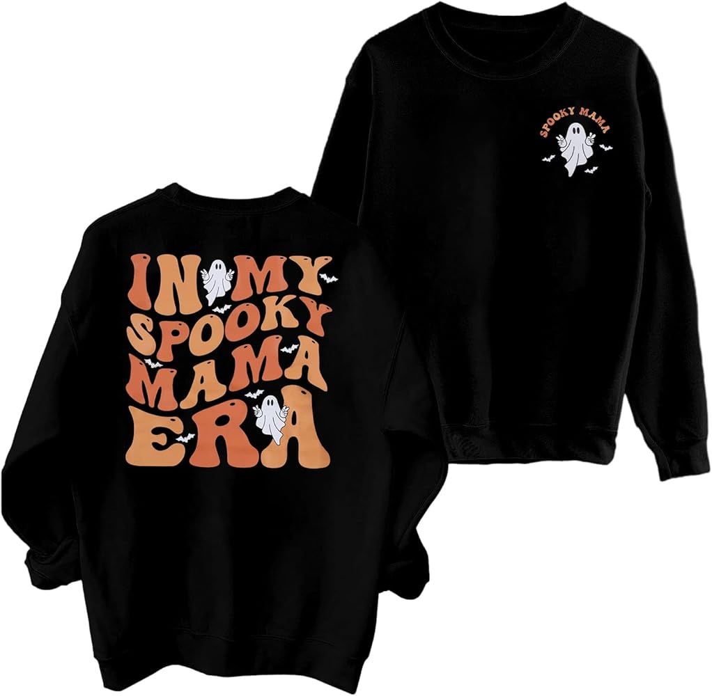 BANGELY In My Spooky Mama Era Sweatshirts Women Cute Mom Halloween Shirts Spooky Season Sweatshir... | Amazon (US)