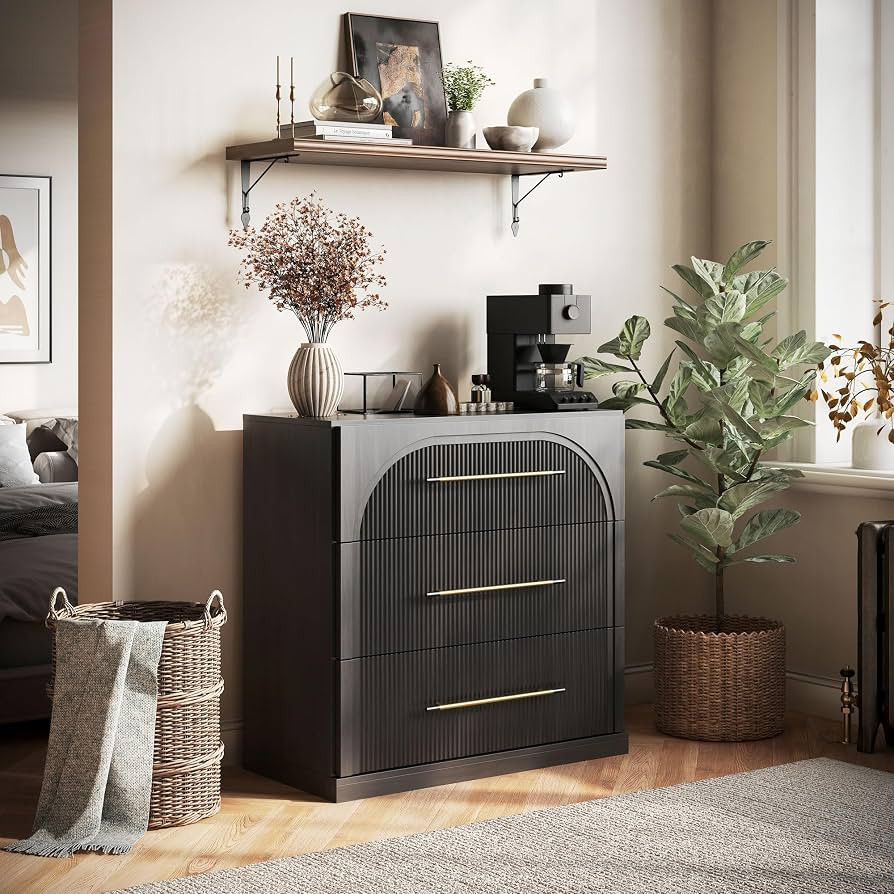 BELLEZE Fluted Modular Sideboard Cabinet, Classic Modern Buffet Cabinet with 3 Drawers, Accent Cr... | Amazon (US)