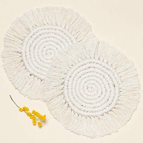 lavivie Macrame Coasters Woven Boho Handmade Absorbent Placemats, for Desk Table Kitchen Dining Room | Amazon (US)